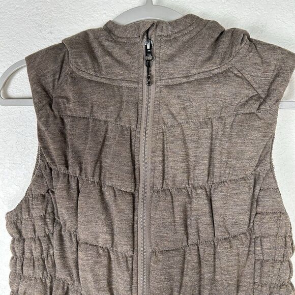 Be By Blanc Noir Vest Women’s Brown, Quilted Puffer Hooded Outdoor Vest Zip - Picture 2 of 9